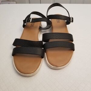 A.N.A A New Approach Sandals Womens 11 M  Memory Foam Black Ankle Strap Woven